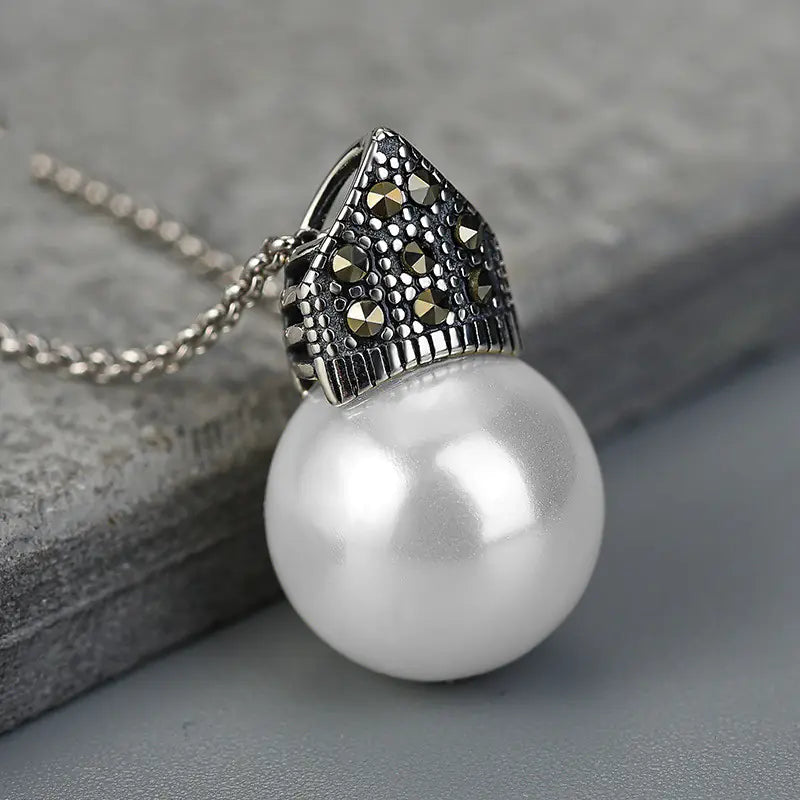 Elegant Black Pearl S925 Pendant Necklace
