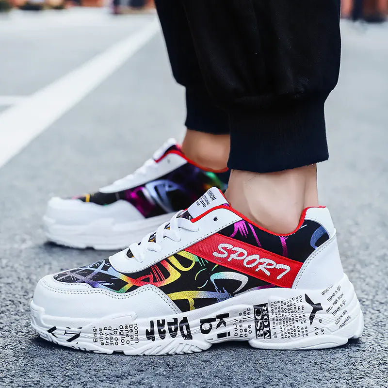 Modern Mesh Graffiti Sneakers
