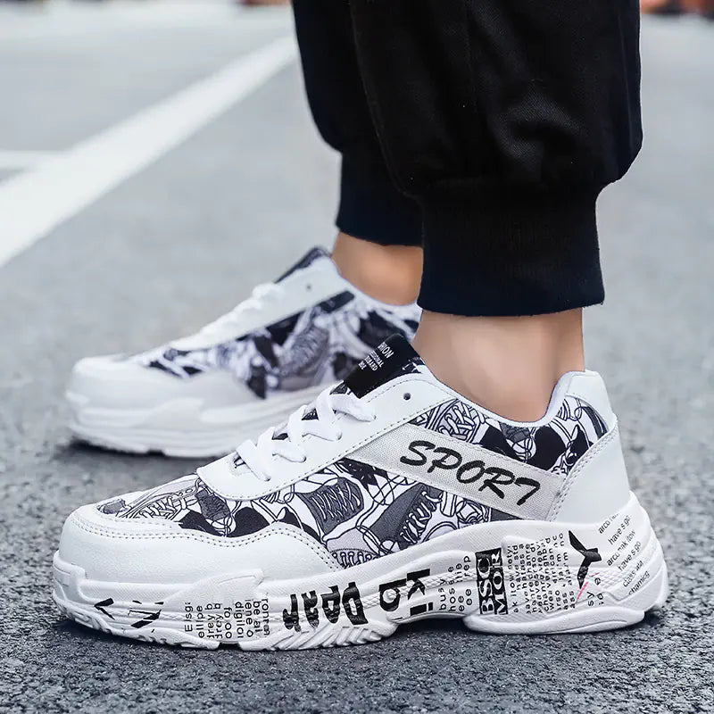Modern Mesh Graffiti Sneakers