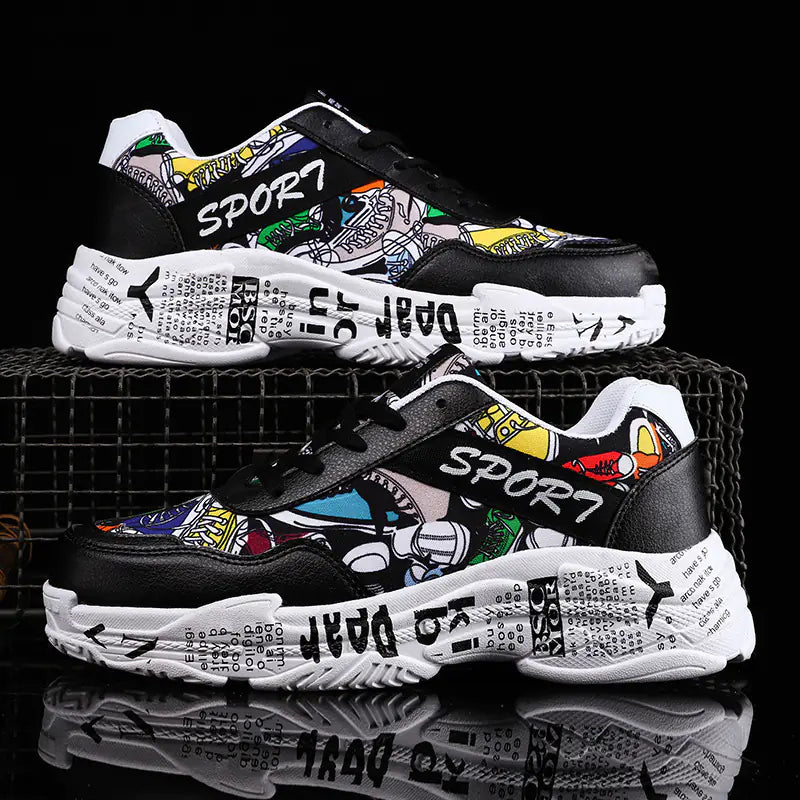 Modern Mesh Graffiti Sneakers