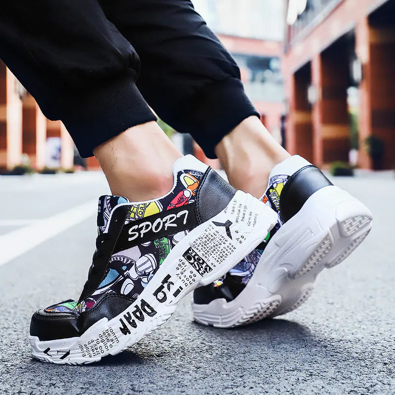 Modern Mesh Graffiti Sneakers