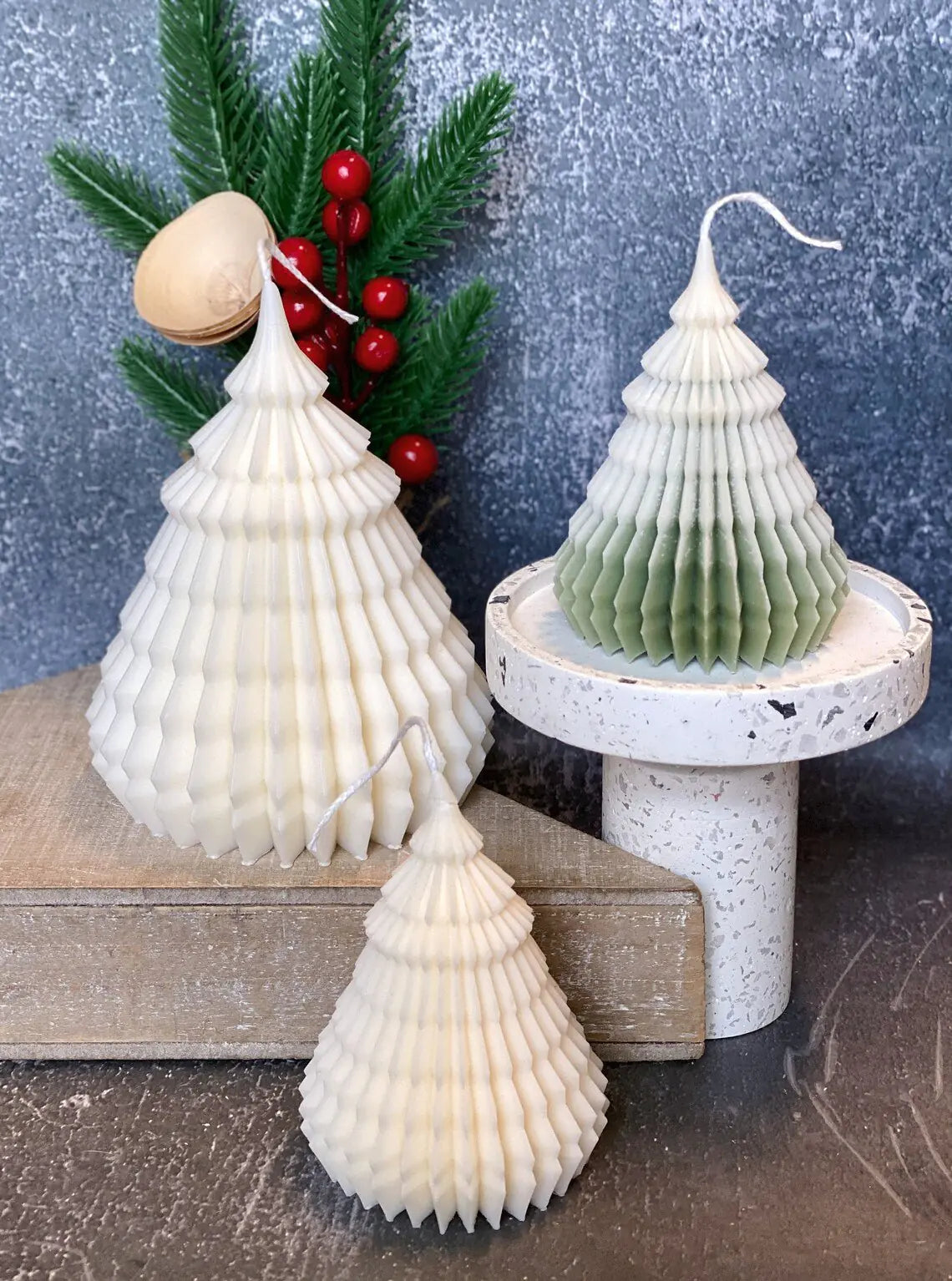 Festive Origami Tree Candles