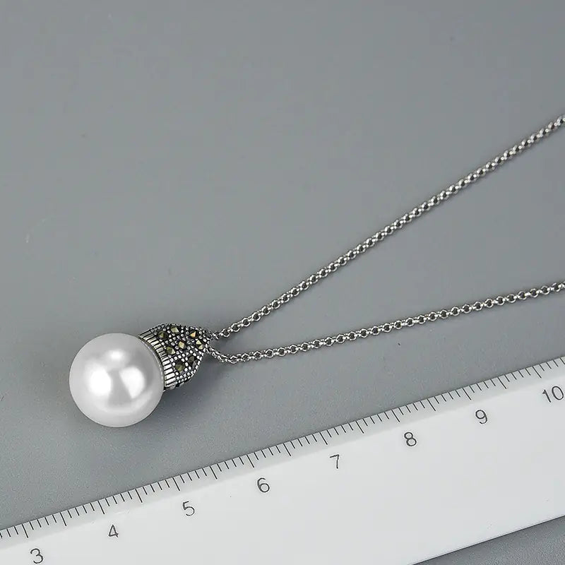Elegant Black Pearl S925 Pendant Necklace