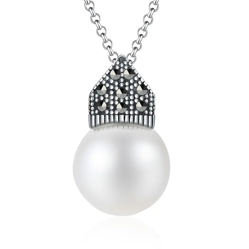 Elegant Black Pearl S925 Pendant Necklace