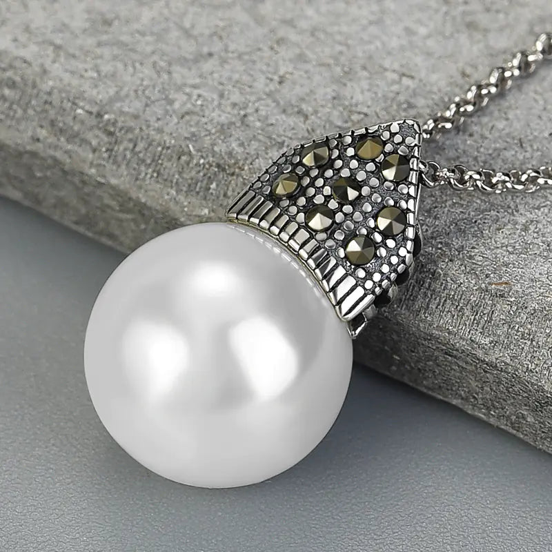 Elegant Black Pearl S925 Pendant Necklace