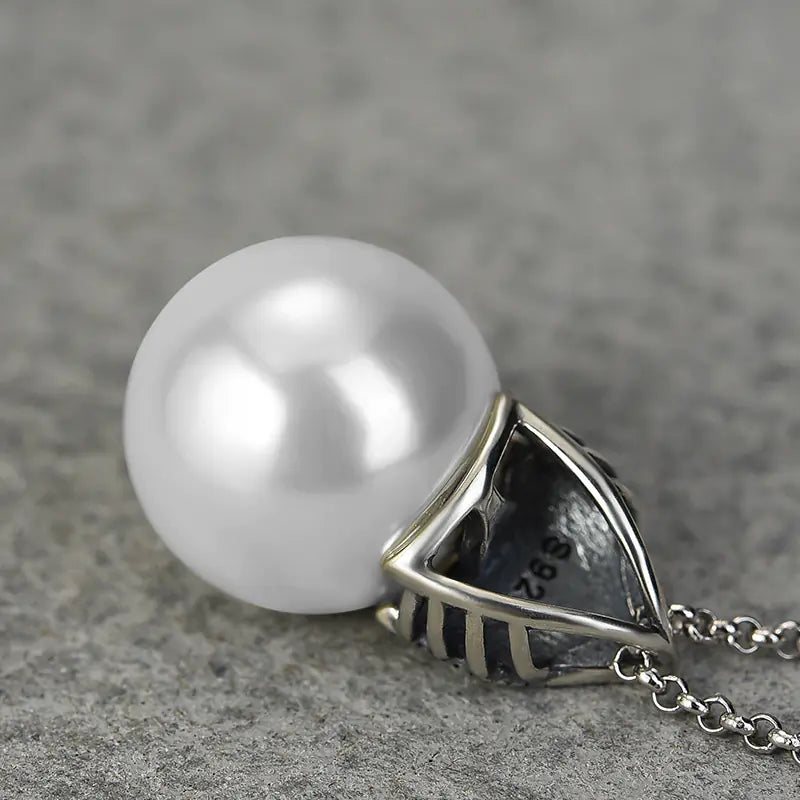 Elegant Black Pearl S925 Pendant Necklace