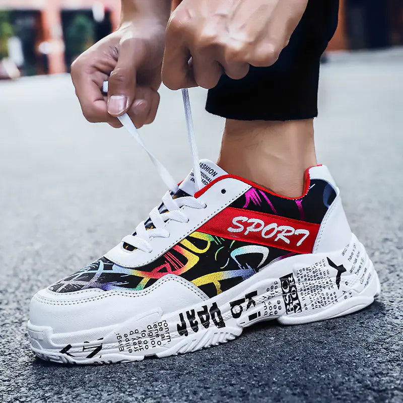 Modern Mesh Graffiti Sneakers